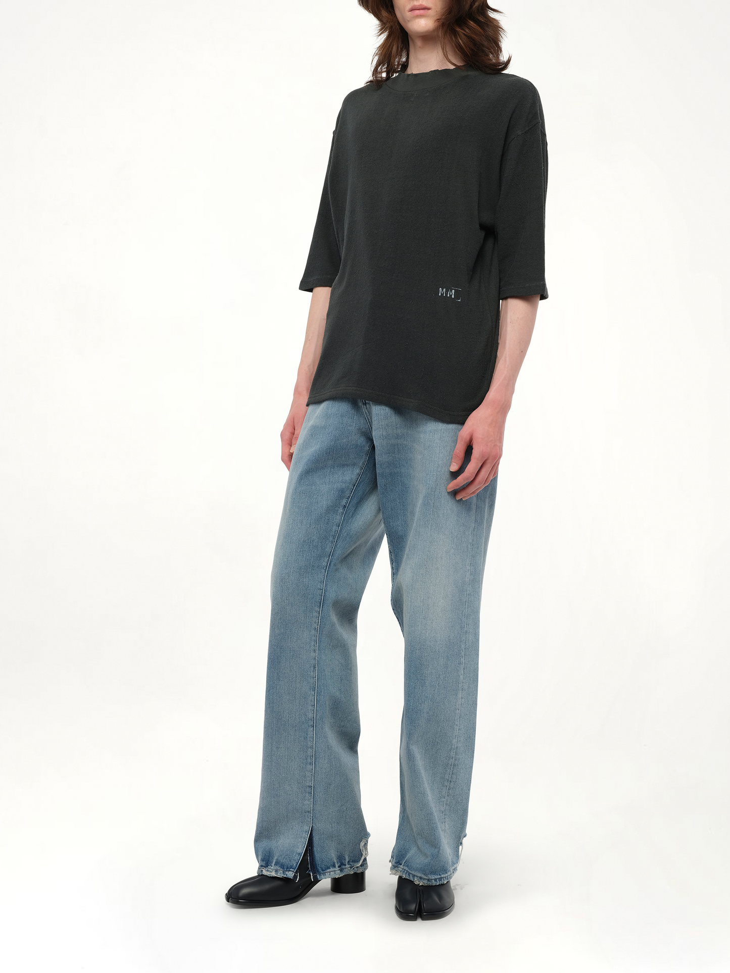 Reverse Terry T-Shirt in Washed Black