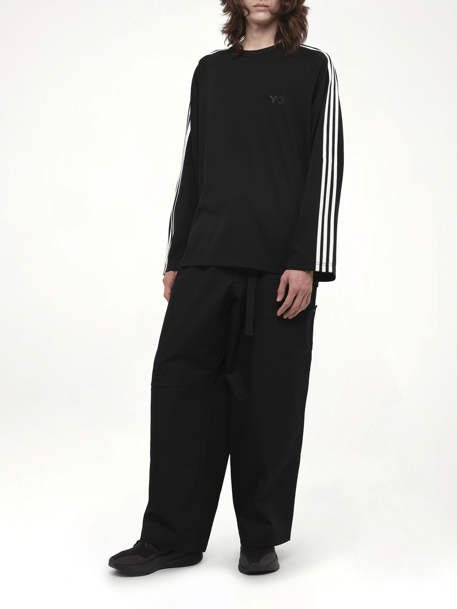 Wire Stripe Long Sleeve T-Shirt in Black