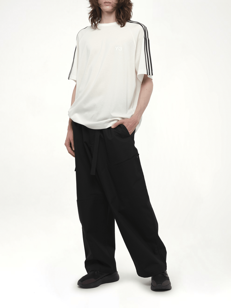 Wire Stripe Short Sleeve T-Shirt in White