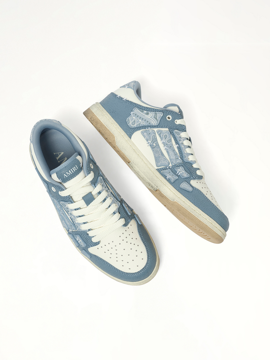 Bandana Skeleton Top Low Sneaker in Ashley Blue Back View | AMIRI