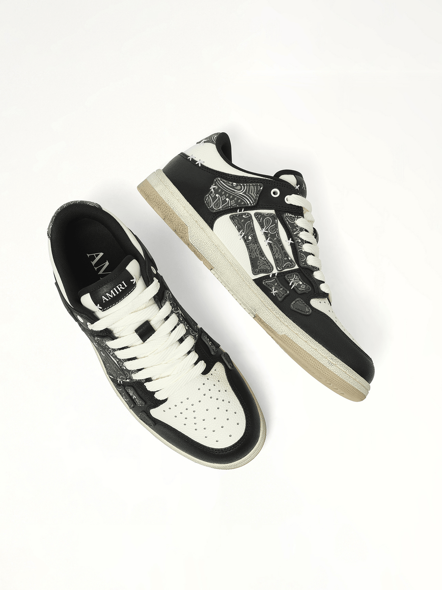 Bandana Skeleton Top Low Sneaker in Black Back View | AMIRI
