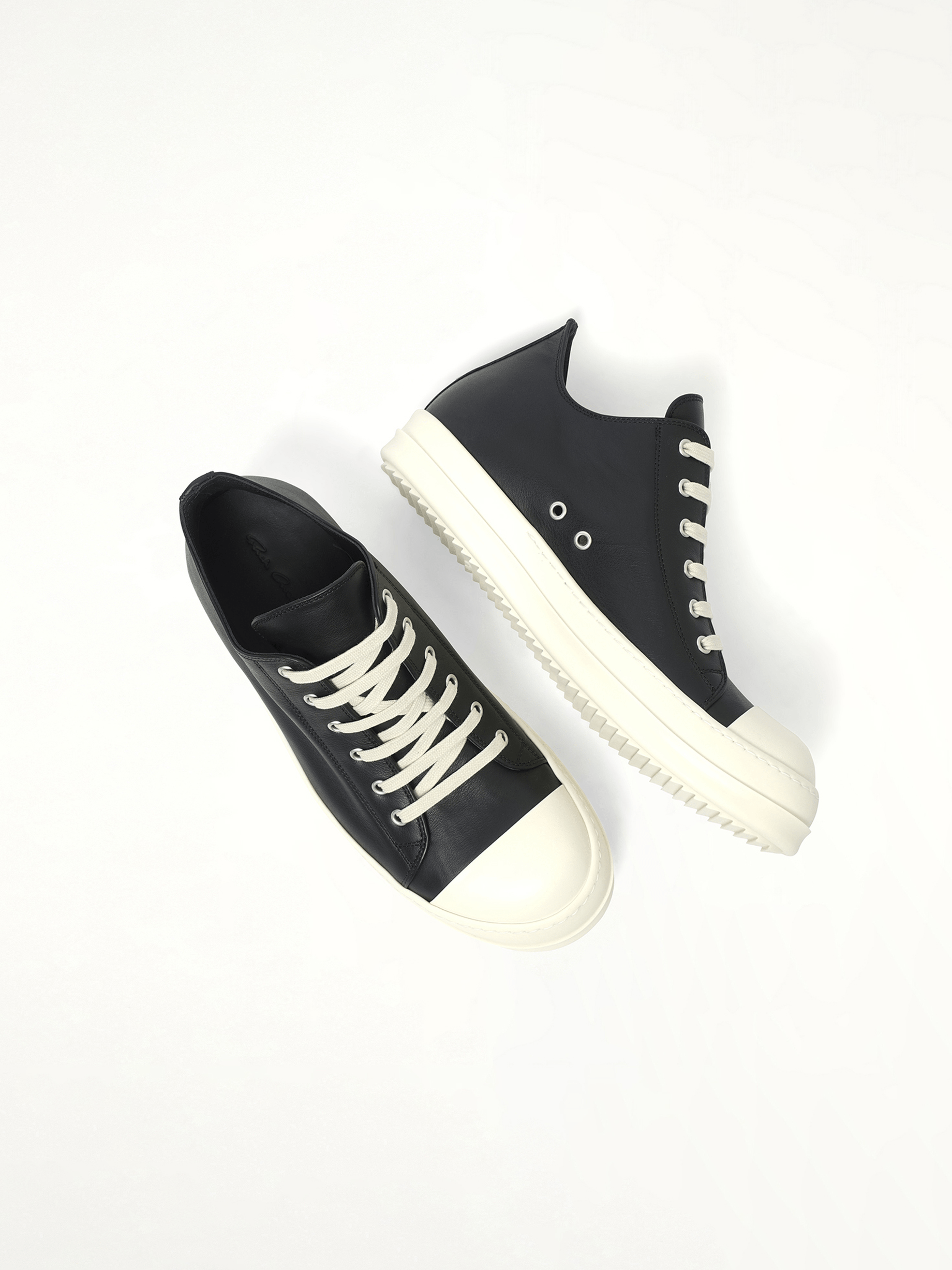 Low Sneaks in Black/Milk/Milk Top View | RICK OWENS