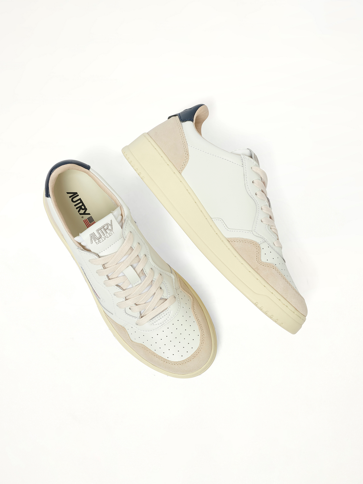 Medalist Low Sneakers in White/Blue Back View | AUTRY