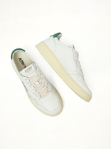 Medalist Low Sneakers in White/Green Back View | AUTRY