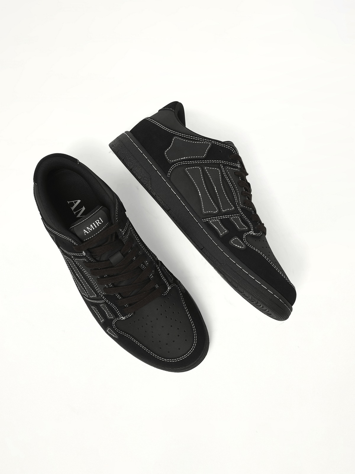 Skeleton Top Low Sneaker in Black Back View | AMIRI