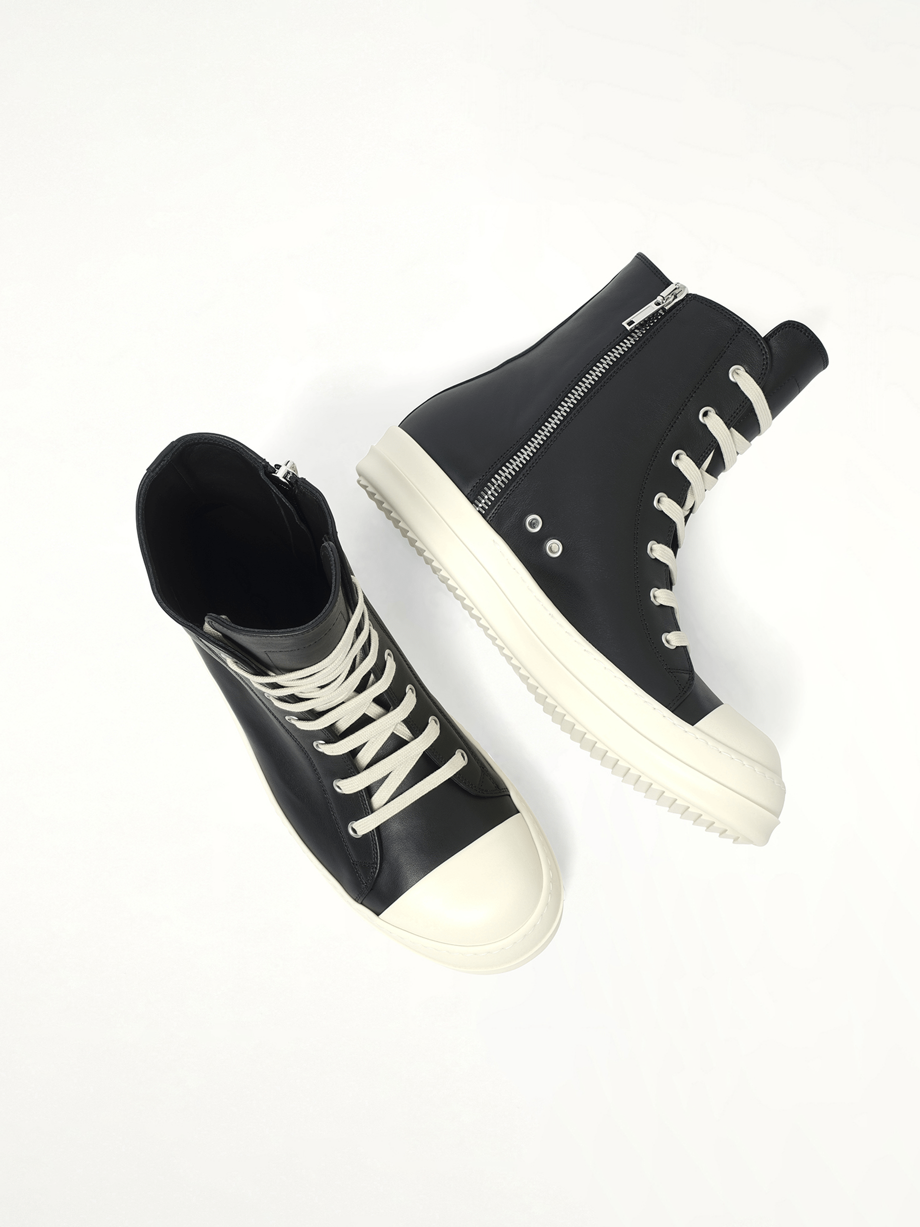 Sneaks in Black/Milk/Milk Top View | RICK OWENS