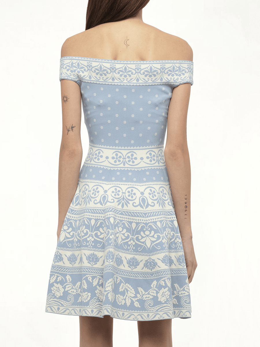 Floral Jacq Dress in Sky Blue