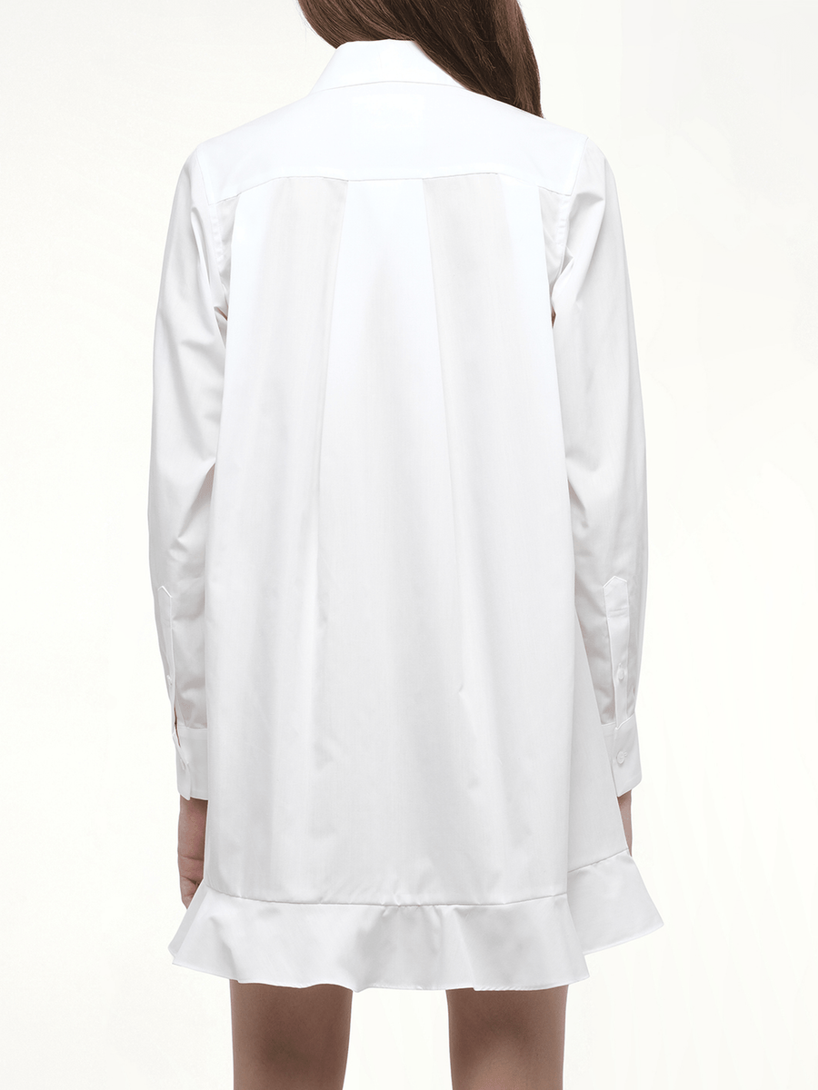 Frill Poplin Dress in Off White
