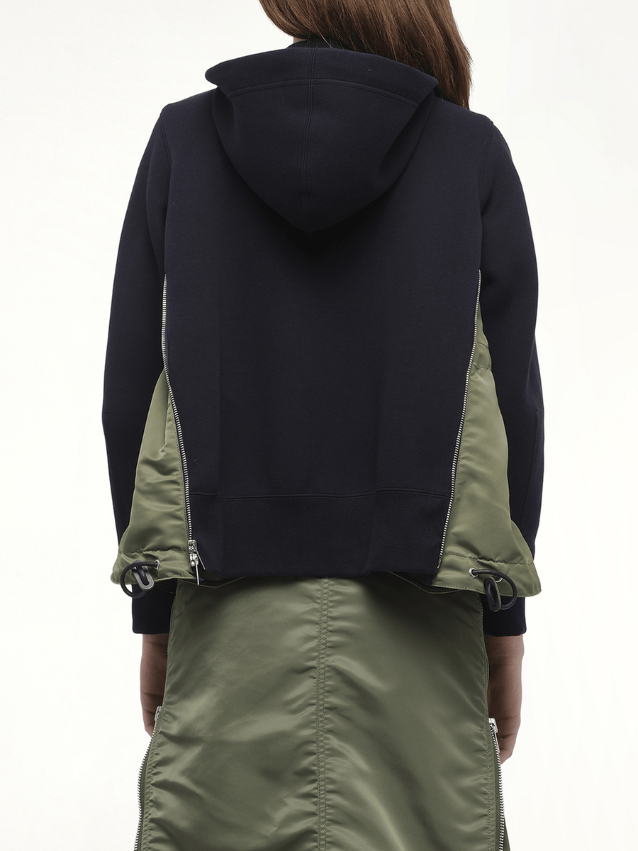 Sponge Sweat Nylon Twill Hoodie in Navy/Khaki