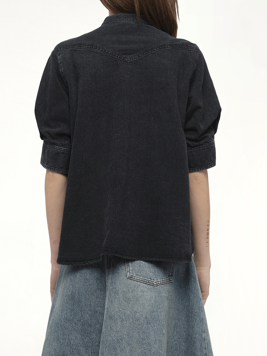 Denim Knit Pullover in Black