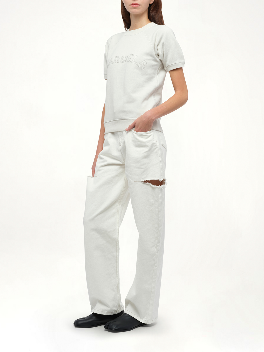 Margiela Short Sleeve Sweatshirt in Butter