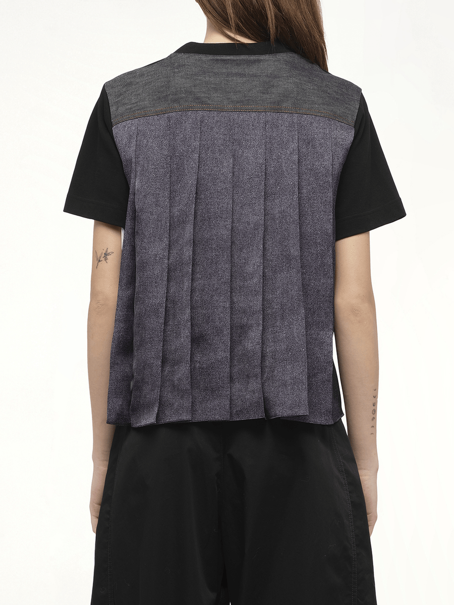 Denim x Cotton Jersey T-Shirt in Black/Indigo