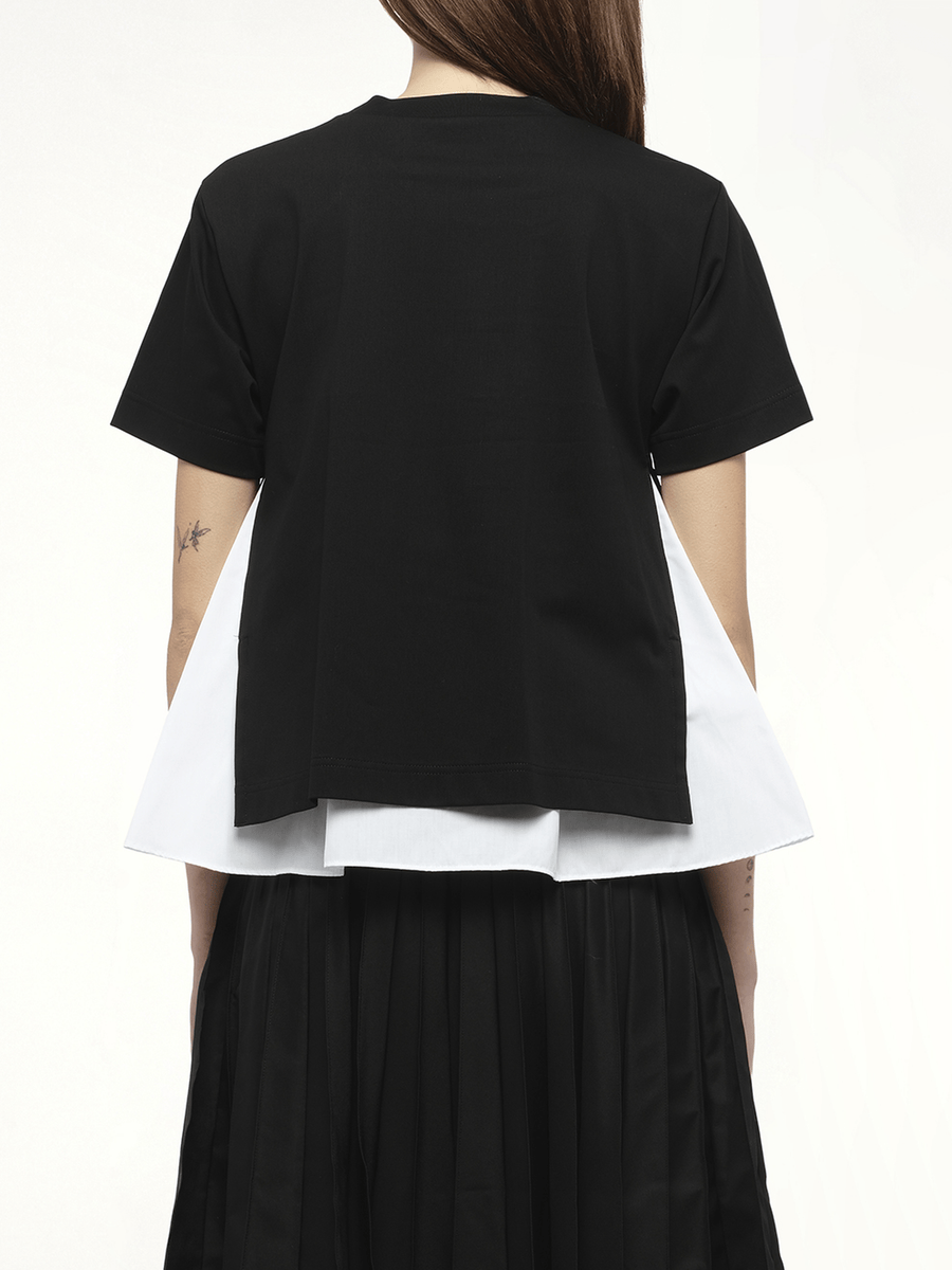 Poplin x Cotton Jersey T-Shirt in Black/Off White