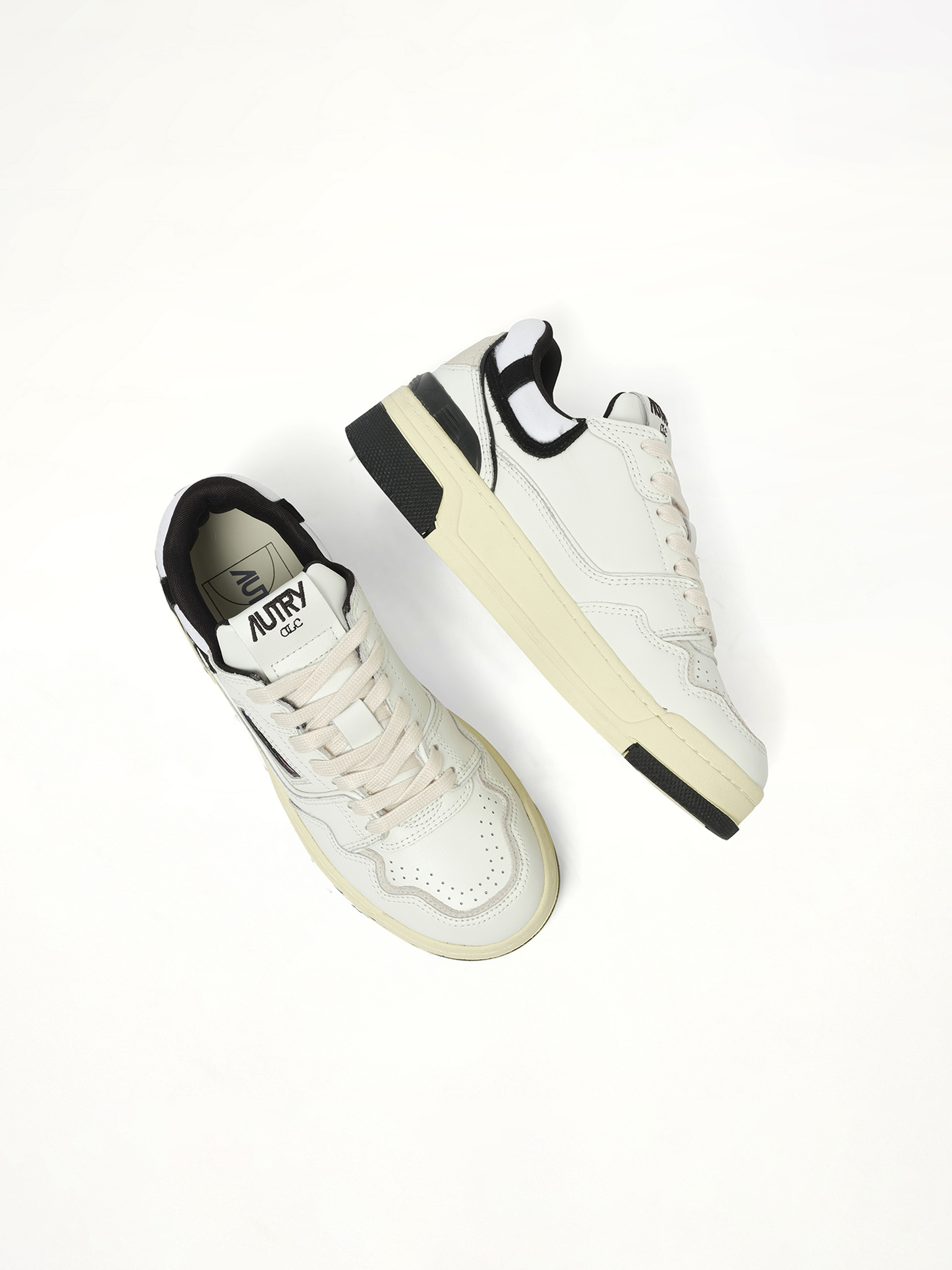 CLC Low Sneakers in White/Black Back View | AUTRY