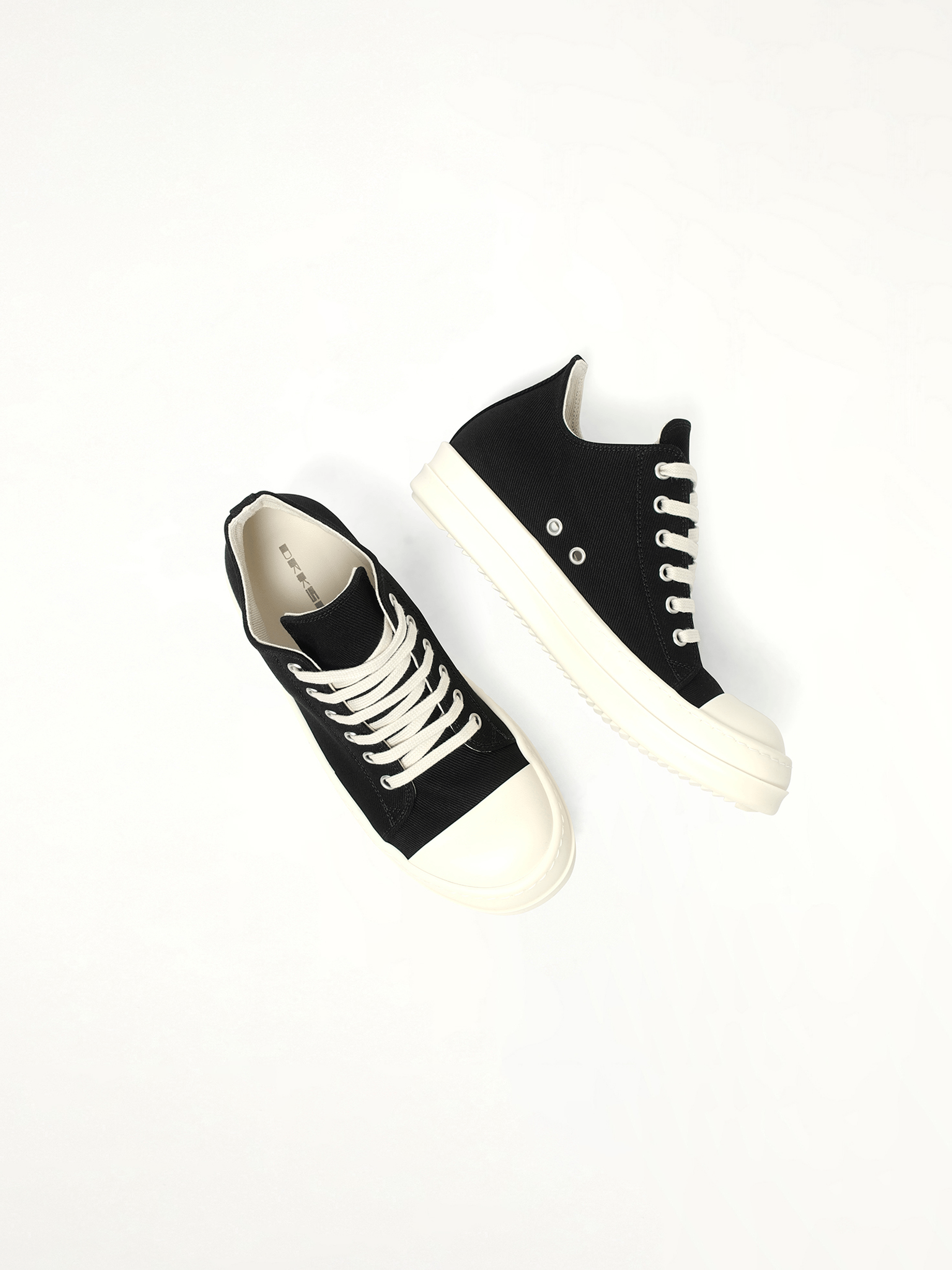 Low Sneaks in Black/Milk/Milk Top View | RICK OWENS DRKSHDW