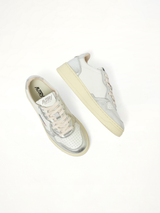Medalist Low Bicolour Sneakers in White/Silver Back View | AUTRY