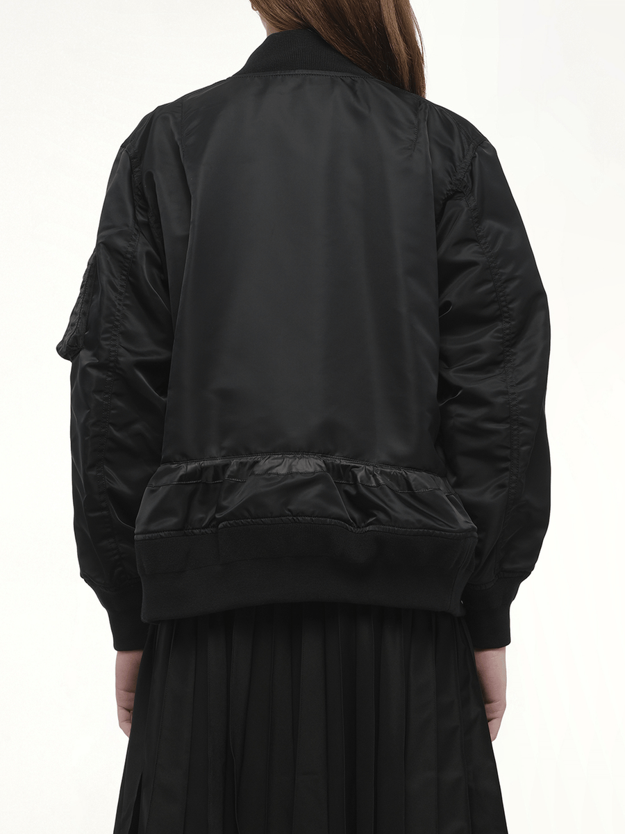 Nylon Twill Blouson with Drawstring in Black