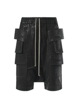 Rick Owens Drkshdw Foil Denim Creatch Cargo Pods in Black
