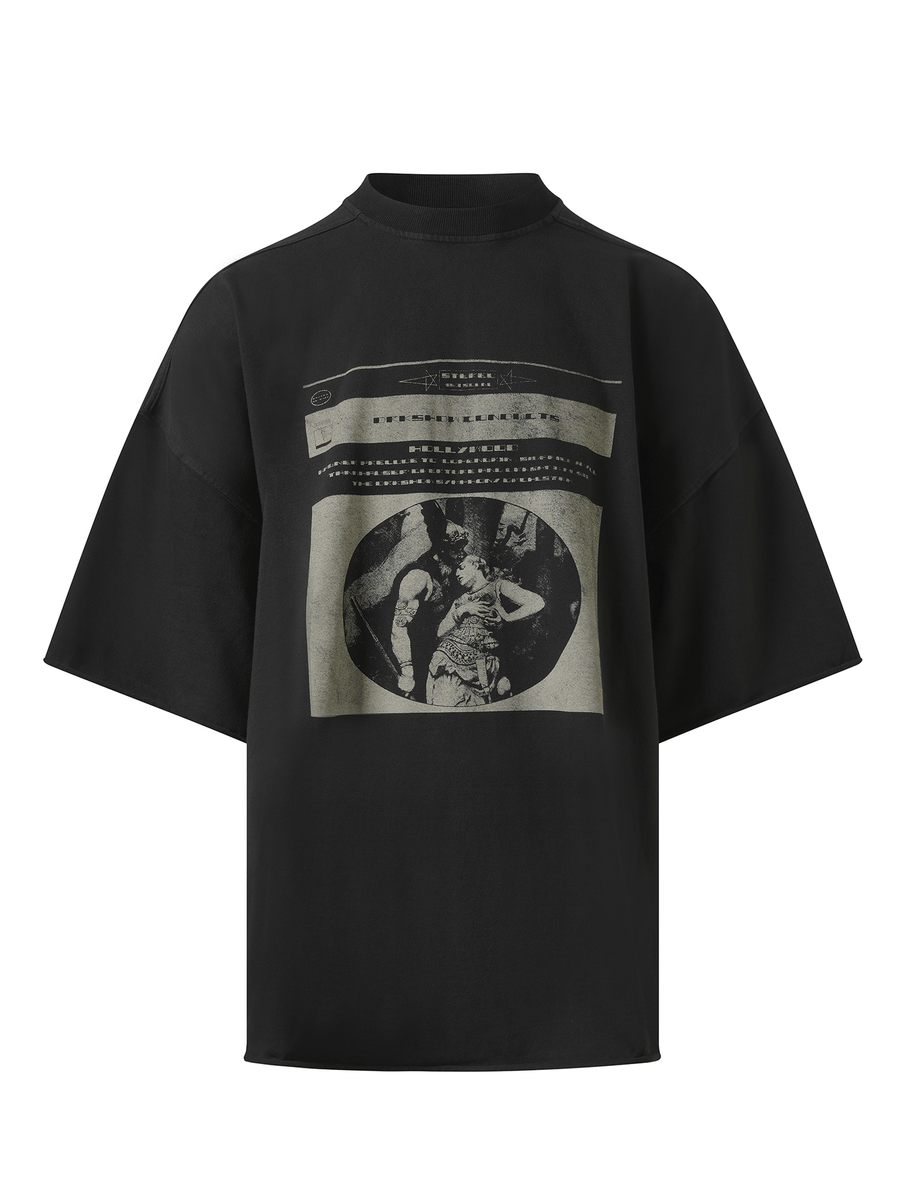 Rick Owens Drkshdw Opera Print Tommy T in Black/Pearl