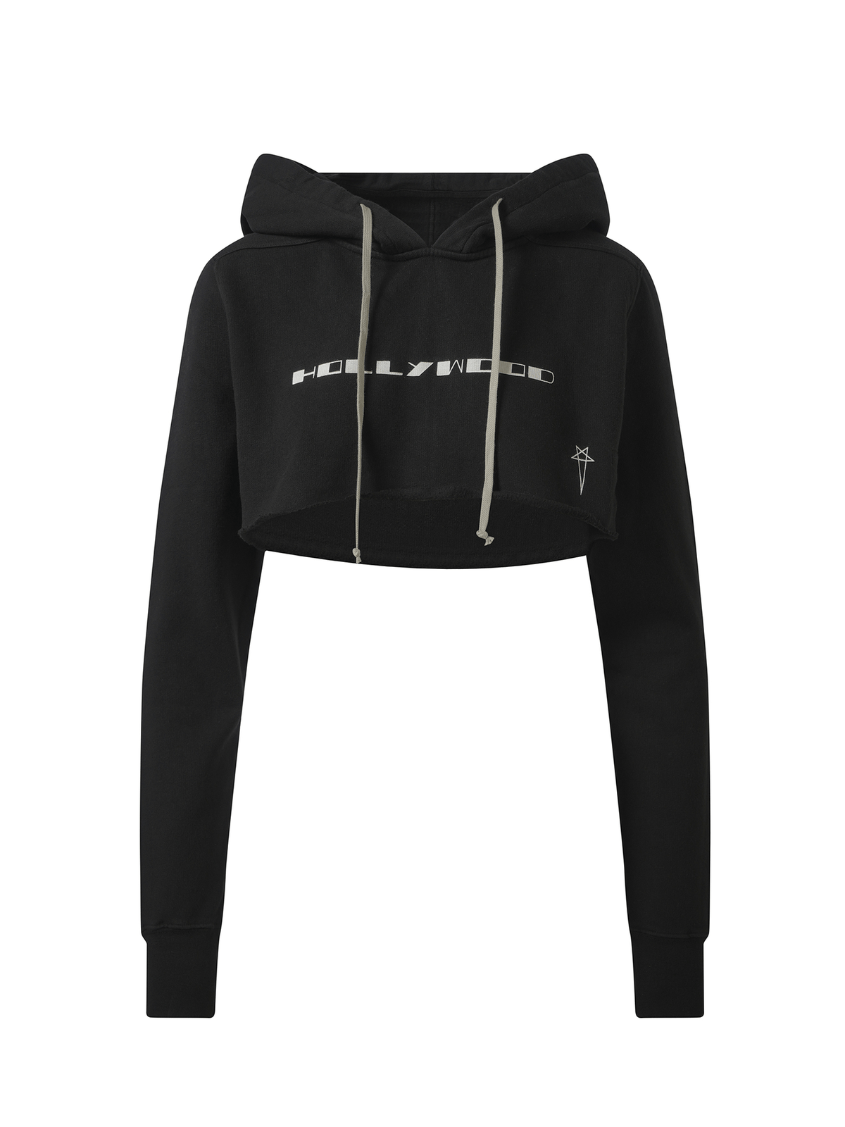 Rick Owens Drkshdw Hollywood Cropped Hoodie in Black/Milk