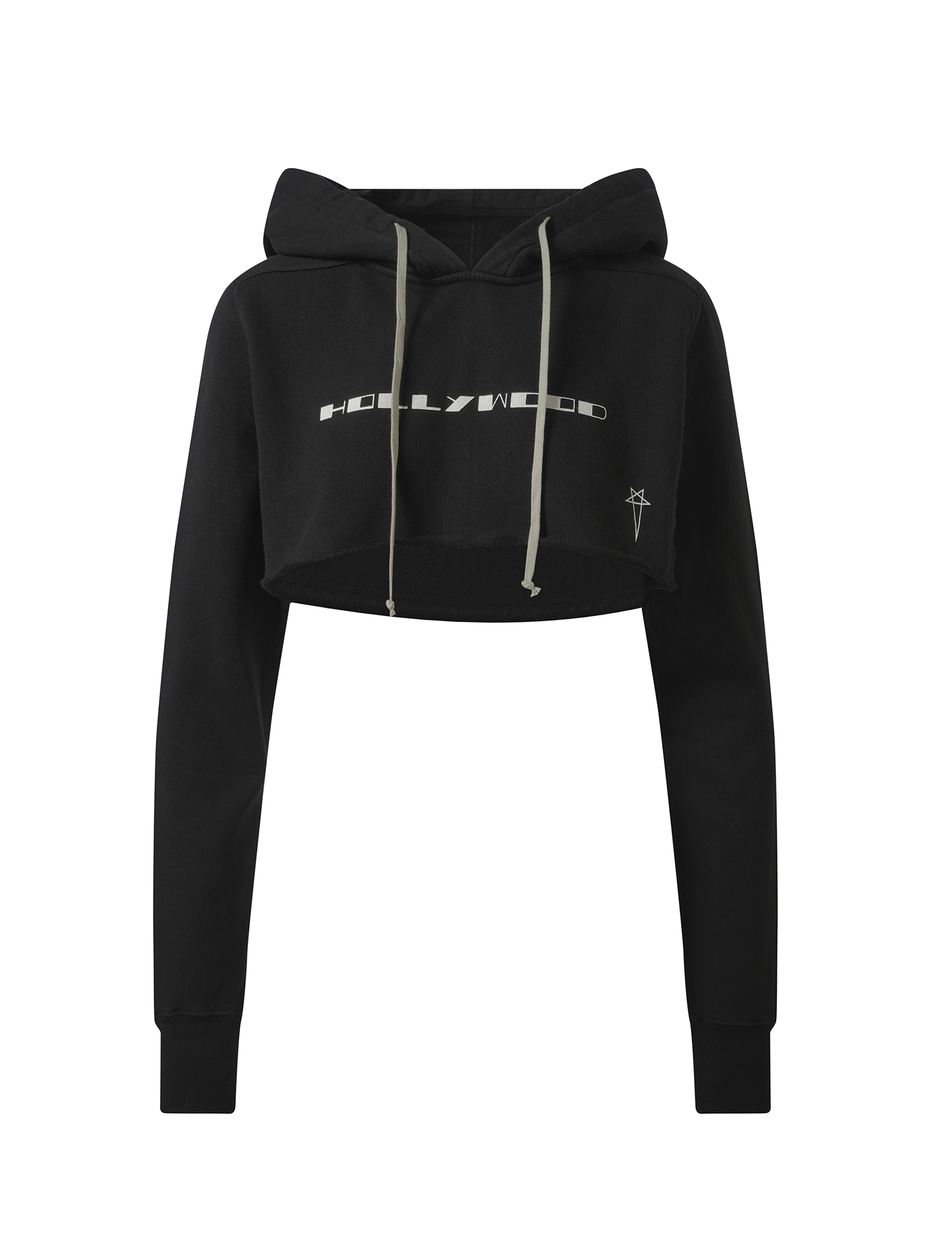 Rick Owens Drkshdw Hollywood Cropped Hoodie in Black/Milk