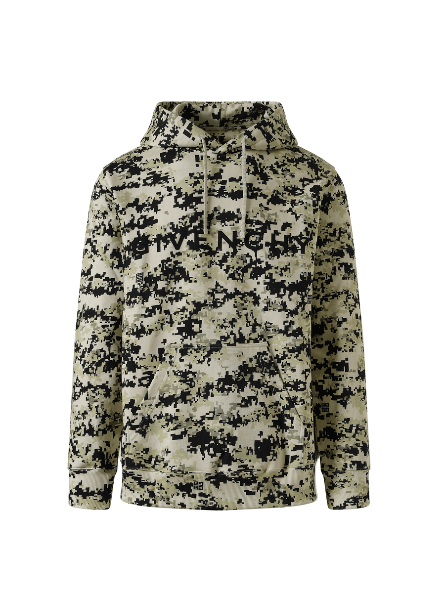 Givenchy Camo All Over Hoodie in Pearl Beige/Black