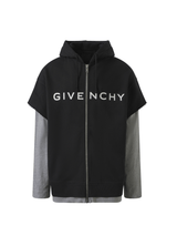 Givenchy Jersey Multi Layer Hoodie in Black/Grey