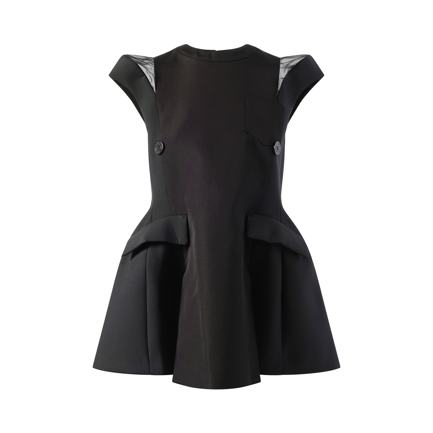 Double-Faced Silk Cotton Dress in Black