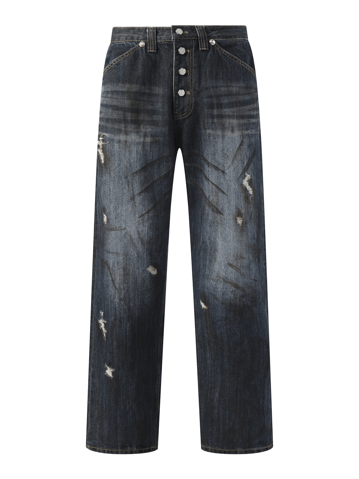 Thug Club Burn Down Denim Pants in Blue