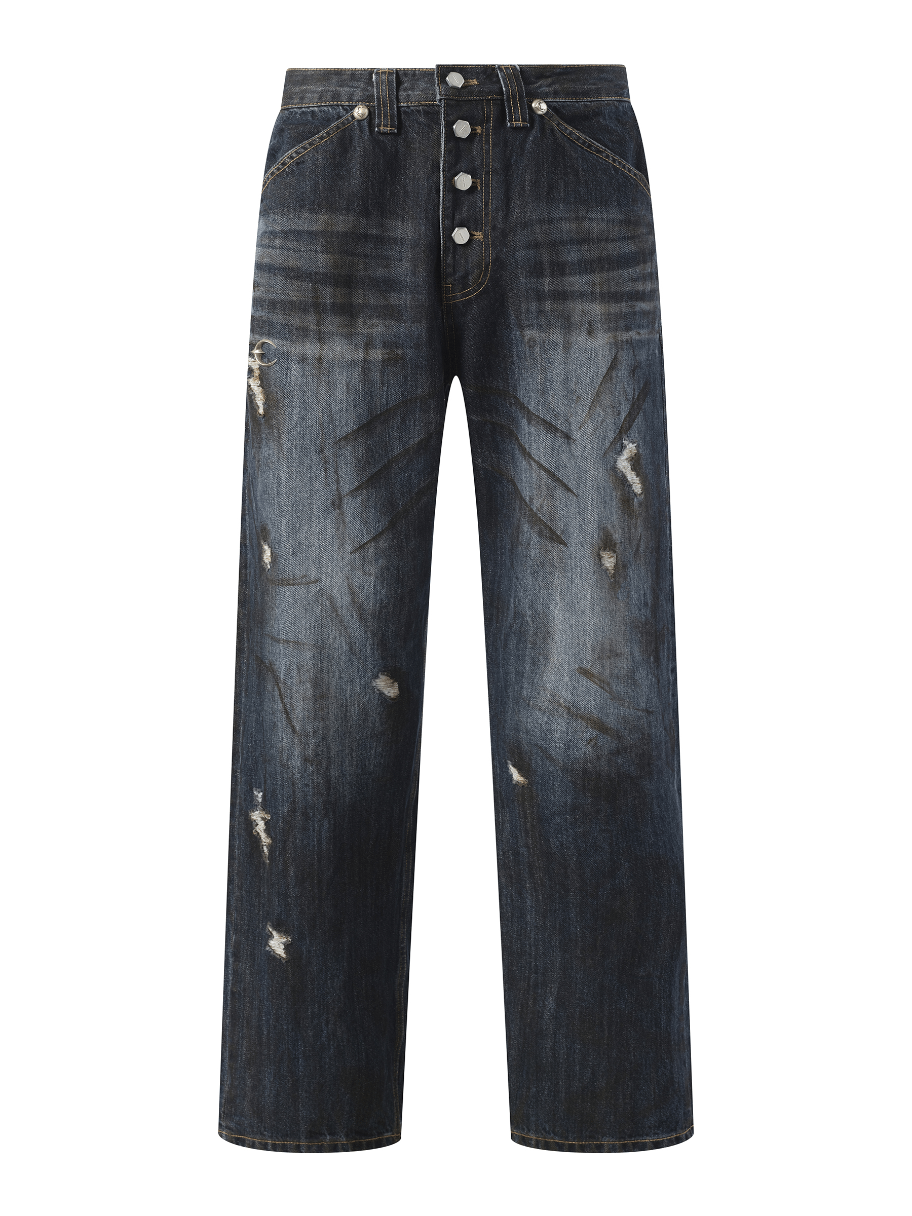 Thug Club Burn Down Denim Pants in Blue