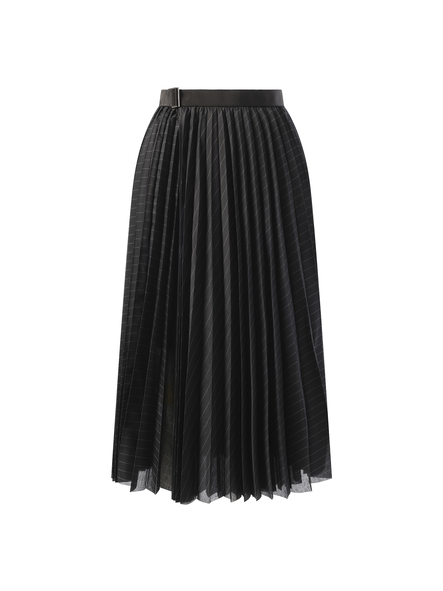 Sacai Spun Organza Skirt in Black Stripe