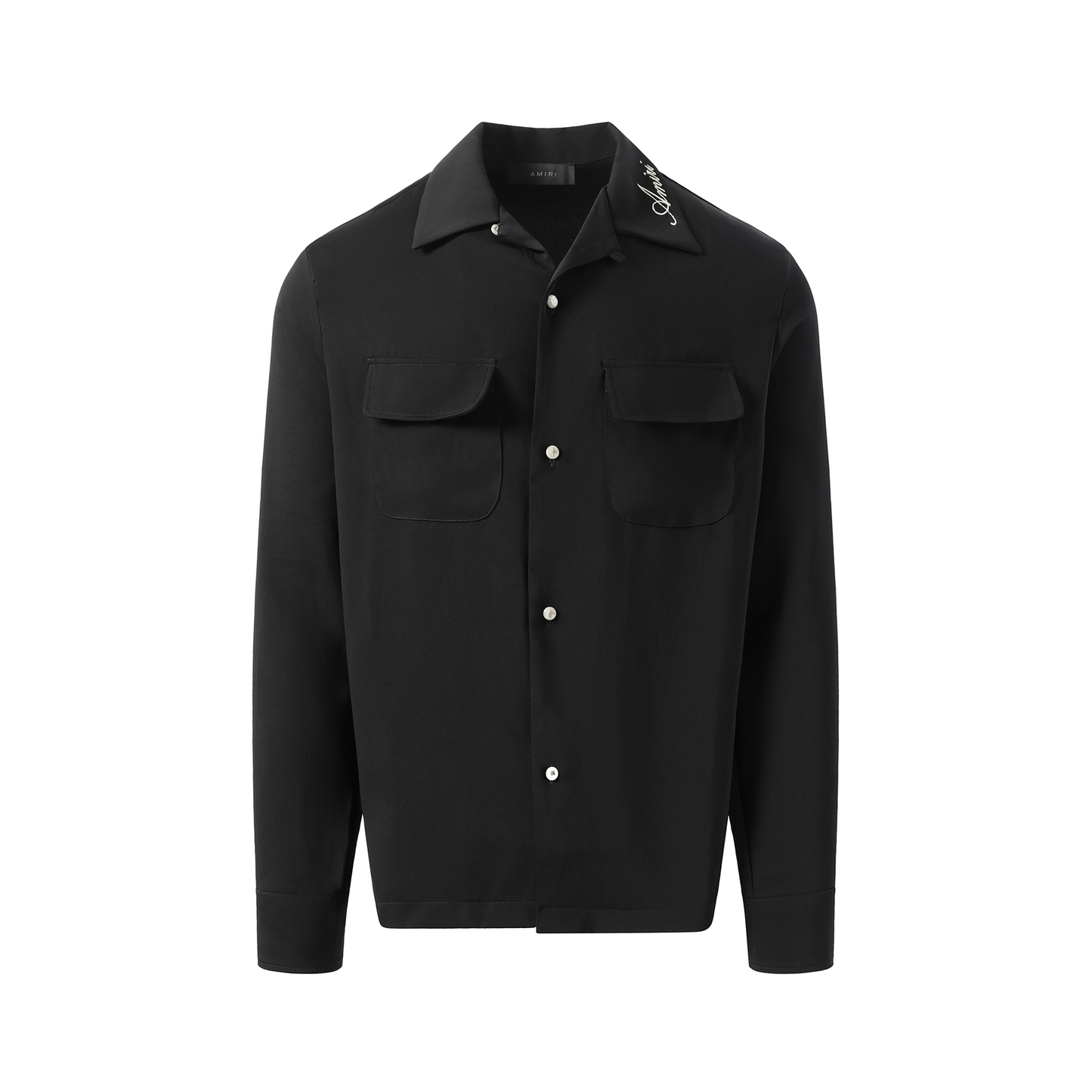 Round Pocket Dress Shirt in Black
