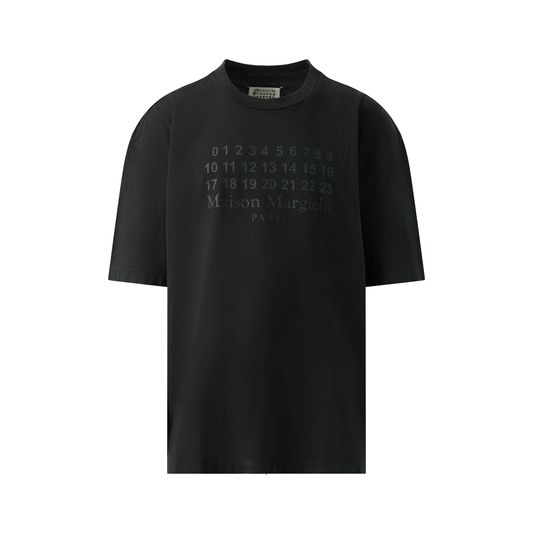 Number Logo T-Shirt in Washed Black