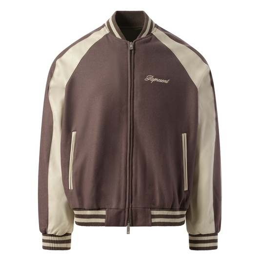Raglan Varsity Jacket in Stone