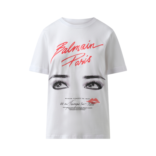 Balmain Paris Eyes Print T-Shirt in White