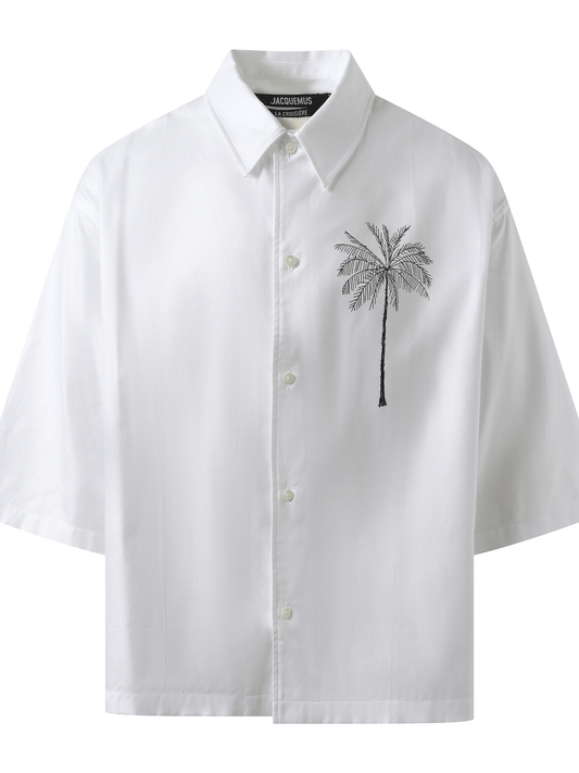 Jacquemus La Chemise Aloe Palm Tree in White/Black