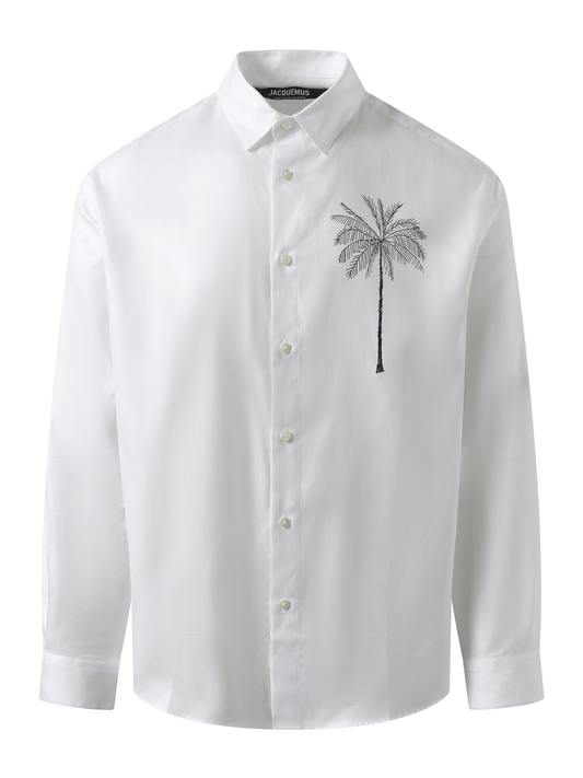 Jacquemus La Chemise Simon Palm Tree in White/Black
