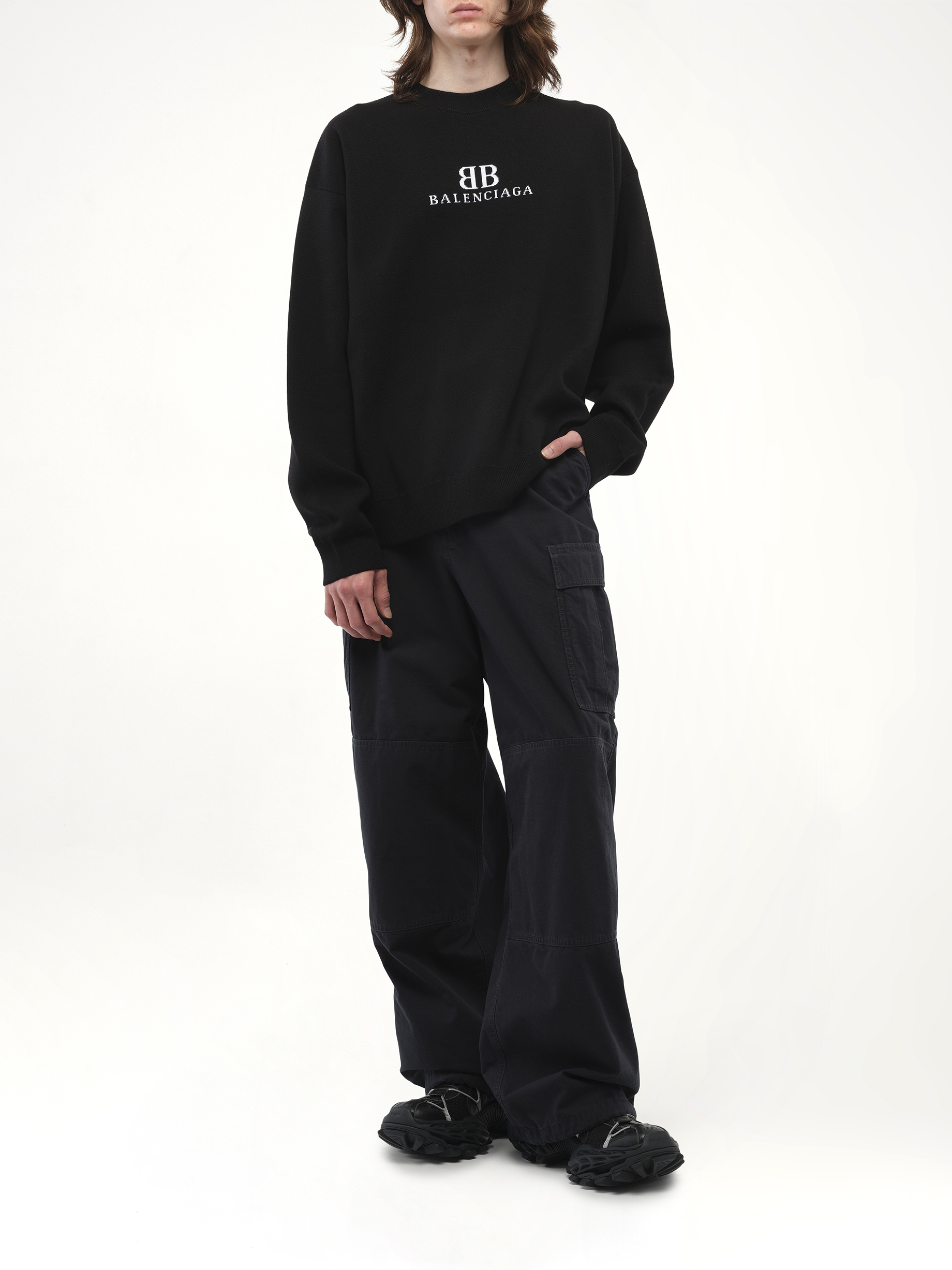 Balenciaga Crewneck Sweater in Black/White