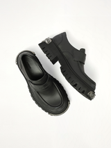 Tractor Loafer L20 in Black/Silver Top View | BALENCIAGA