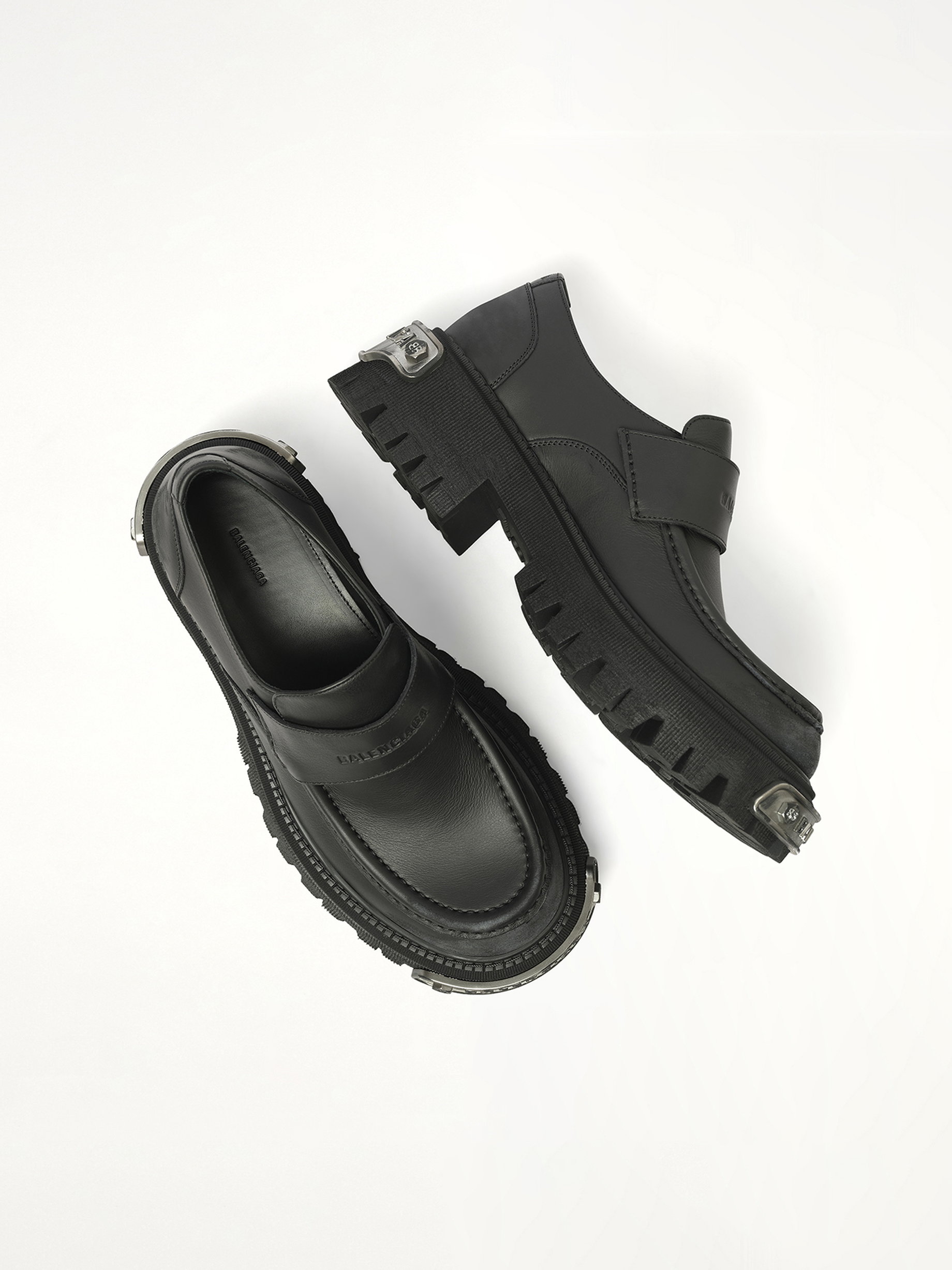 Tractor Loafer L20 in Black/Silver Top View | BALENCIAGA