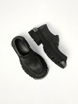 Tractor Loafer L20 in Black/Silver Top View | BALENCIAGA