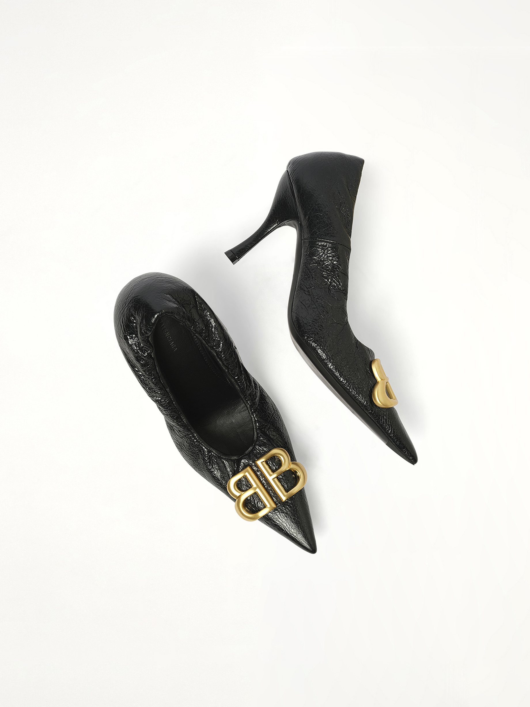 Monaco Pump BB H90 in Black/Gold Top View | BALENCIAGA