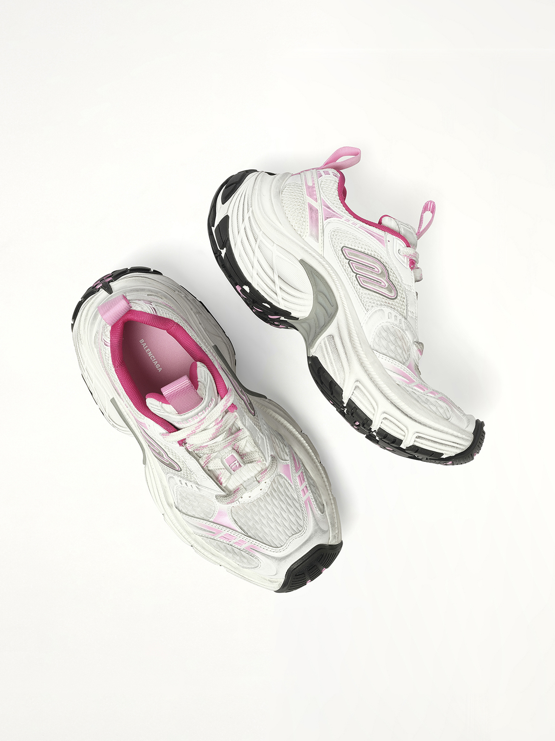 6XL Sneaker in White/Pink/Grey/Black Top View | BALENCIAGA
