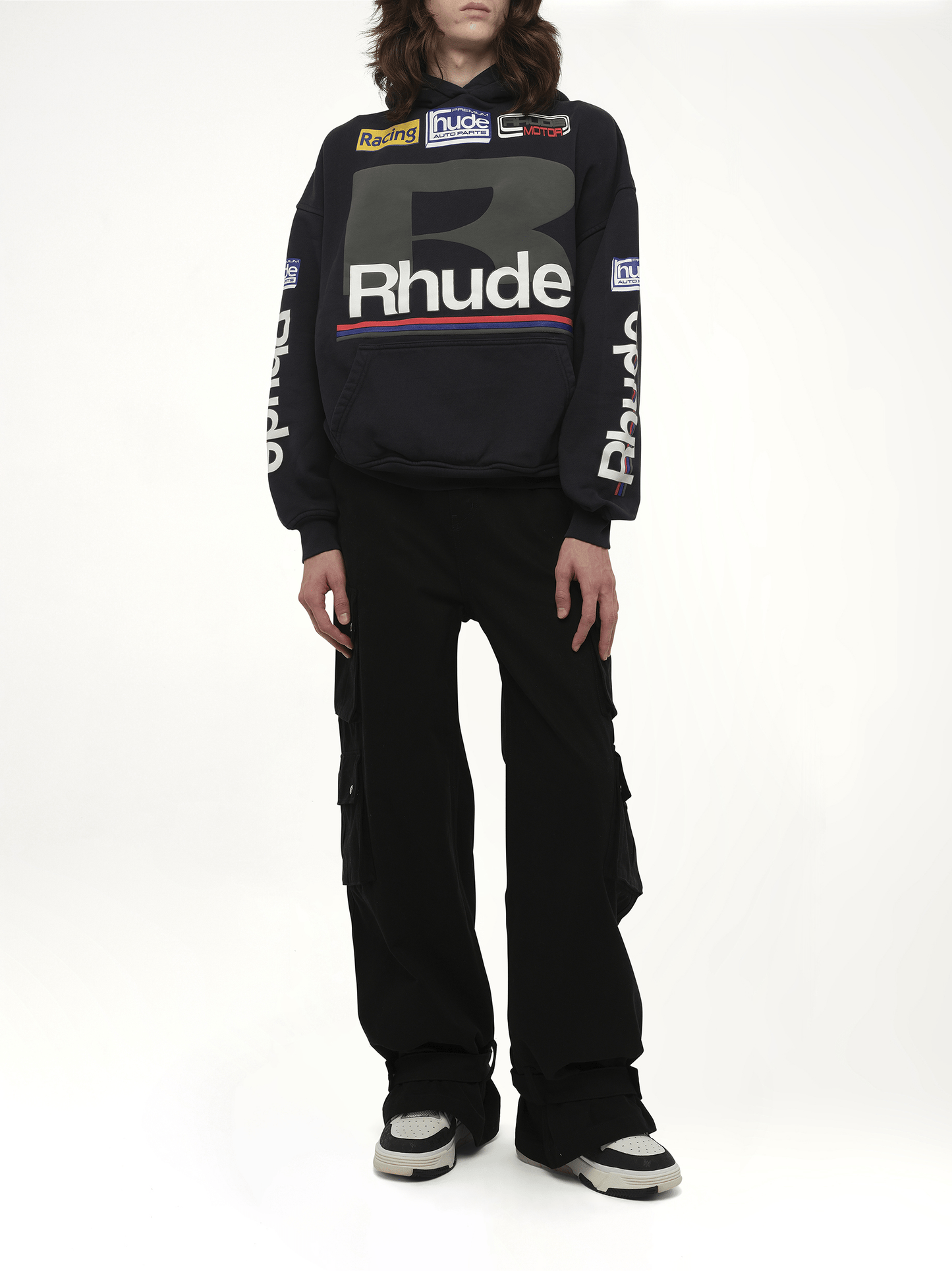 Rhude Petrol Patch Hoodie in Vintage Black