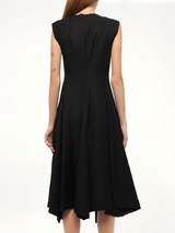 Gold Button Sleeveless Dress in Black