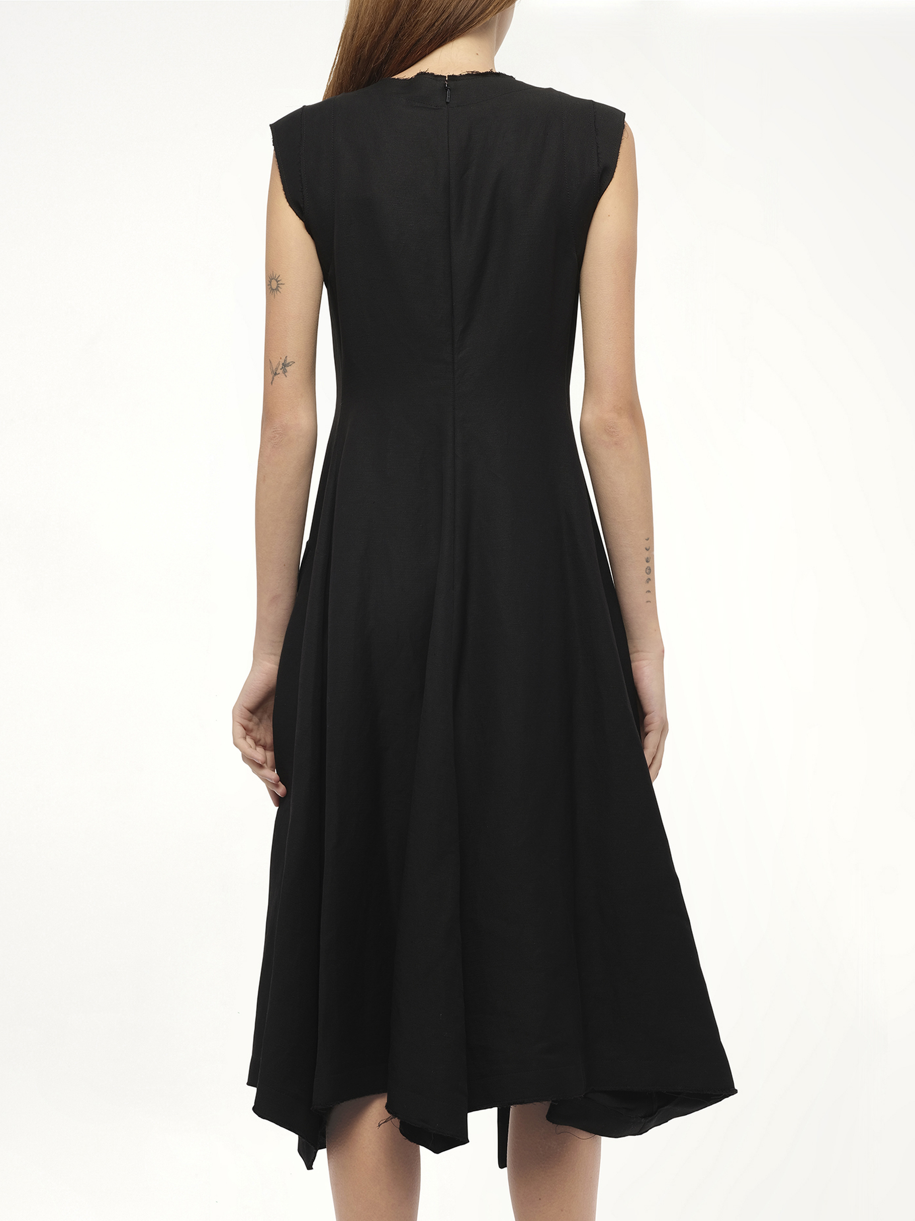 Gold Button Sleeveless Dress in Black