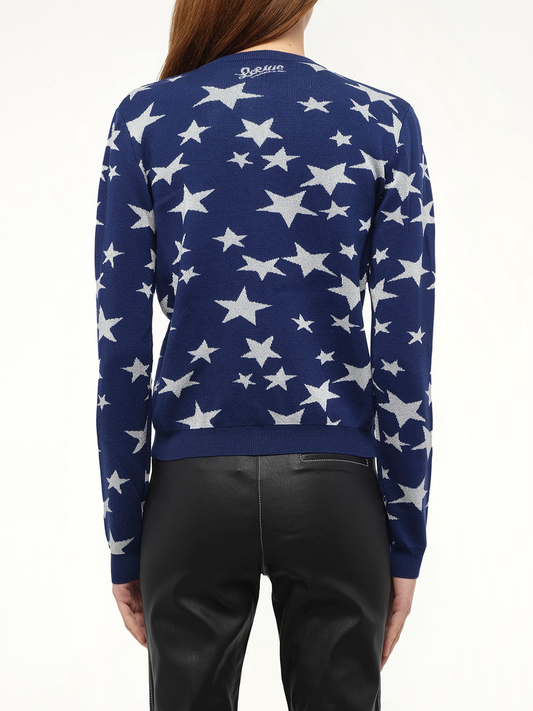 Lurex Stars Cardigan in Navy