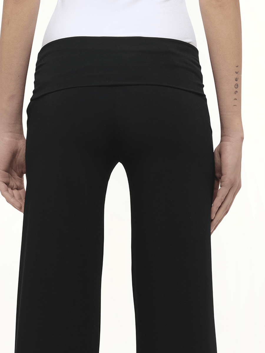 Afternoon Stretch Series - Folded High Waisted Pants in Black