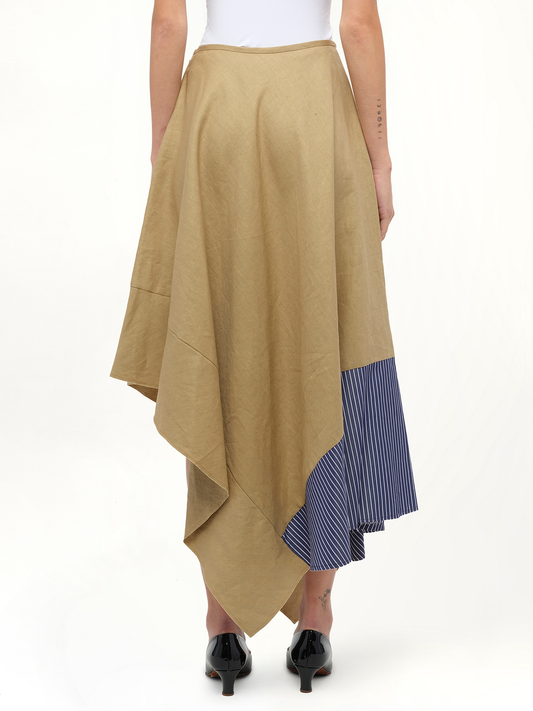 Asym Stripe Skirt in Beige