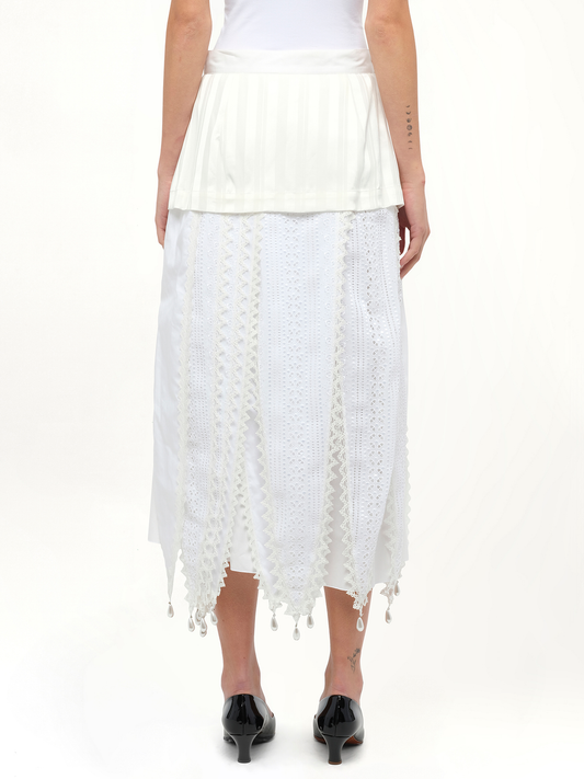 Lace Petal Skirt in White